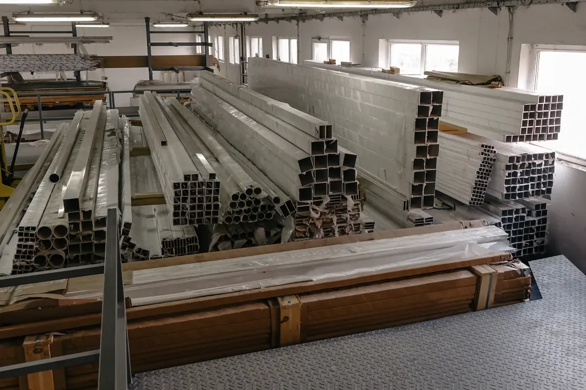 Magacin sa profilima i šipkama složenim po dimenzijama